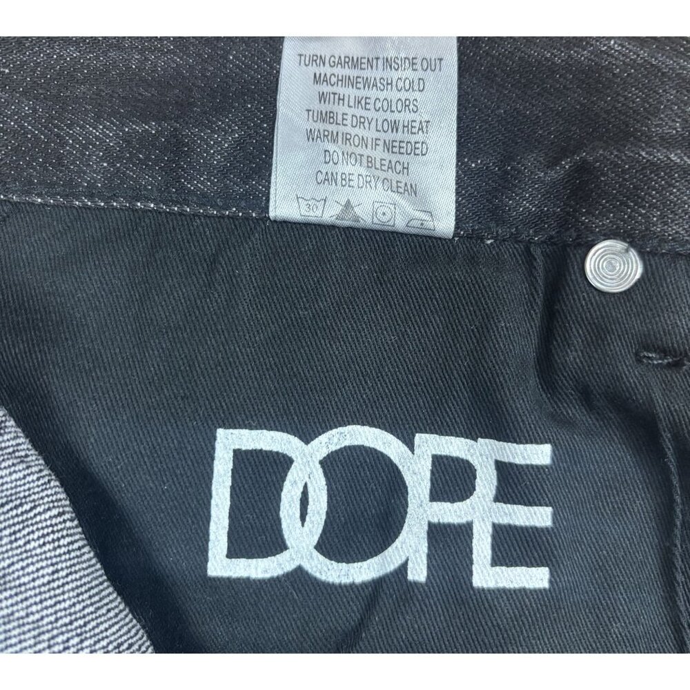Dope Black Washed Denim Straight Leg Jeans Mens Size 28X32 Cotton Casual Fit - Picture 12 of 13